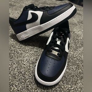 Nike Black and Blue Air Force 1 Shoes